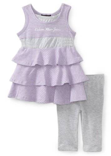 **IN STOCK**Calvin Klein Baby-Girls Infant Capri  Top With Pull On Pant Set 12-18 months