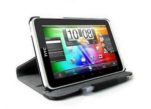 DURAGADGET 360¿¿ Rotating Faux Leather Stand Case With Stylus Pen Holder Custom Designed For HTC