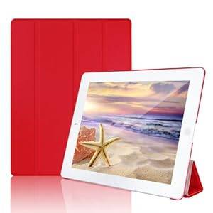 iPad Case JETech Gold Slim-Fit iPad Smart Cover Case for Apple iPad 2 iPad 3 iPad 4 (2014 Version with Built-in Stand and Front/Back Protection and Built-In Magnet for Sleep/Wake Feature) (iPad 2/3/4 Red)