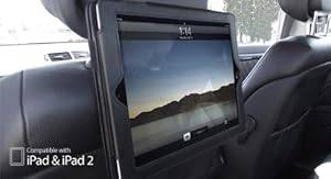 Apple iPad 2 & iPad 3 BLACK Dual In-Car Headrest Holder & Flip Case Cover