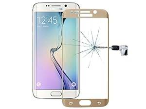 Fone-Stuff Samsung Galaxy S6 Edge Curved Real Glass Crystal Screen Protector Foil Full 3D Edge to Edge Screen Tempered Front Protection (Gold)