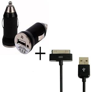 Xtra-Funky Exclusive Bullet Shaped USB Car travel Charger Adapter & 1 Meter Meter Long Hi (Black)