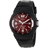 CASIO   Men's 10-Year Battery Analog Resin Watch Red Face