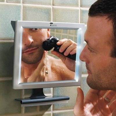 LED Fogless Shower Mirror with Squeegee by ToiletTree Products. Guaranteed Not to Fog, Designed Not