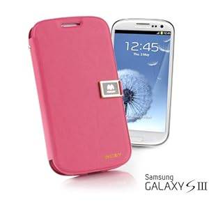 Mercury Diary / Wallet Leather Case for Samsung Galaxy S3 GT-i9300 (Fits Verizon, AT&T, T-Mobile, Sprint) - Hot Pink