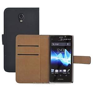 Black PU Leather Wallet Case Cover For Sony Xperia T LT30p