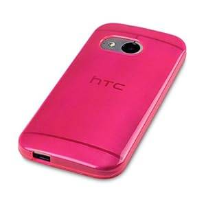 New Pink HTC One Mini 2 Phone Case Cover & 2 Screen Protectors Gel Gloss TPU Shell Jelly Rubber Silicone Skin (2014) The Keep Talking Shop Accessories (Pink 2 Screen Protectors)