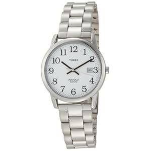 Timex Men's T2N169 EZ Reader Silver-Tone Case and Bracelet White Dial Watch