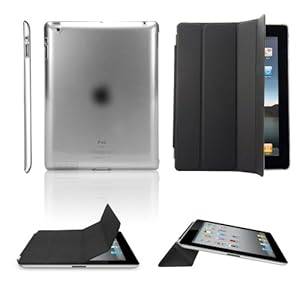 SAVFY for Apple New iPad 4 / iPad 3 / iPad 2 Magnetic Flip Smart Cover Stand Transparent (Black)