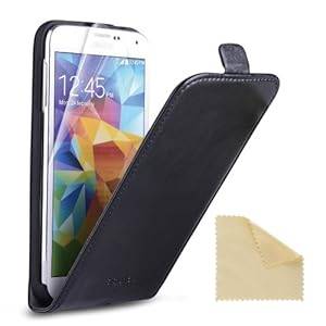 EasyAcc Samsung Galaxy S5 Genuine Flip Leather Case Real Leather Case Flip Cover Protector Hard