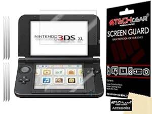PACK OF 3 NINTENDO 3DS XL Top & Bottom CLEAR Screen Protectors with cleaning cloth - TECHGEAR