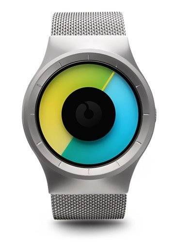 Ziiiro Mens Celeste Z0005WSYG Colored Stainless Watch Chrome Mesh Bracelet Blue Dial