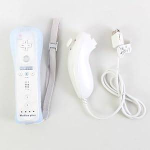 Belpair Remote and Nunchuck with Built-in Motion Plus + Silicon Case for Nintendo wii