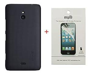 Nillkin Super Scrub Shield Shell Hard Skin Back Case Cover for Nokia Lumia 1320 with Scre (Black)