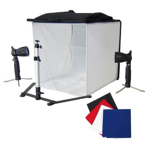 DynaSun PB5l 40cm Professional Cube light Tent Softbox with Tripod, 4 Backdrop and 2 Halogen lights