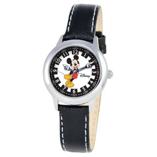 Disney Kids' W000249 Mickey Mouse Stainless Steel Time Teacher Watch with Moving Hands