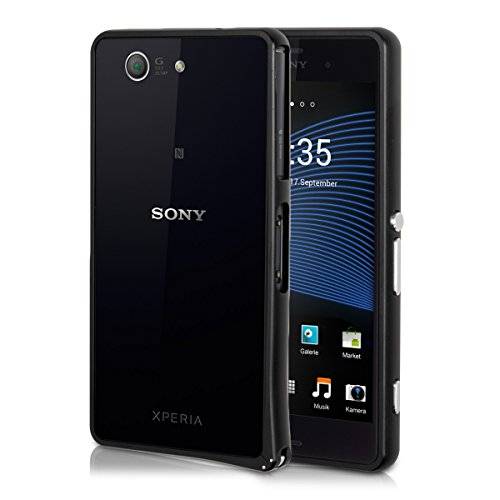 kwmobile Metallbumper of milled aluminium for Sony Xperia Z3 Compact in Black - Extra thin and tough