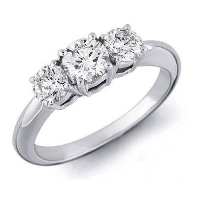 **R29000** 18K White Gold 3 Three Stone Round Brilliant Diamond Ring (1/2 cttw) - Size 7