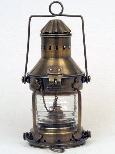 Antique Brass Ship Anchor Oil Lantern 11" - Nautical Decor - Nautical Home Decoration
