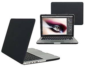 FLEUR.DITIAL Matte Frosted Silky-Smooth Satins-Touch Hard Shell Case Cover for with Silic (Black)