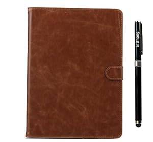 inShang Apple iPad Air 2 iPad 6 (2014-2015 Version) Crazy Horse PU Leather Case - Executive Style Multi Function Case for Apple iPad 6 With stylish Buckle High end business stylus pen