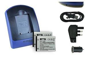 2 Batteries Charger (USB/Main/Car) Li-40b/42b for Olympus FE-. mju. ¿¿. TG. VG. VR. X....