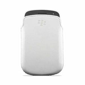 Genuine Official Blackberry White Leather Pocket Pouch Case Cover for BlackBerry 9720 - Shuts Down P