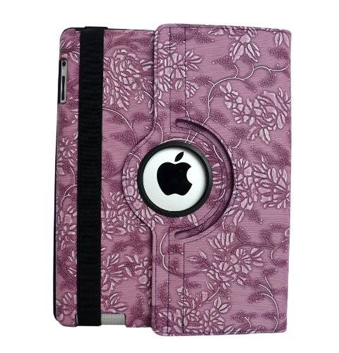 inShang upgrade 360 degree rotating case embossed grape & flower for iPad4/ ipad 3/ ipad2, Multi-Fun