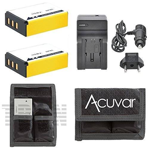 2 NP-85 Replacement Batteries + Car / Home Charger + Acuvar Battery Pouch for Fujifilm FinePix S1, S