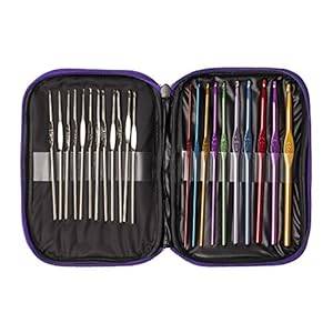 Jiam High Quality 22pcs Multi-colour Sizes Mixed Aluminum Steel Crochet Hooks Needles Yarn Weave Knit Craft Set In Case
