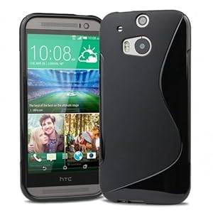 Jellybean BLACK GRIP S-LINE WAVE SILICONE GEL CASE FOR HTC ONE M8 PLUS STYLUS PEN PLUS SCREEN P