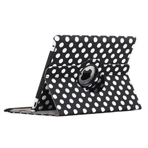 Foxnovo 5-in-1 360 degree Rotating Stand Dots Magnetic Sleep Wake up function Smart Leather Case Cover Stylus Screen Protector 30pin USB Data Cable Set for iPad 3 iPad 2 (Black)