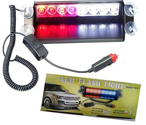 Econoled 8 LED Visor Dashboard Emergency Strobe Lights Red/white