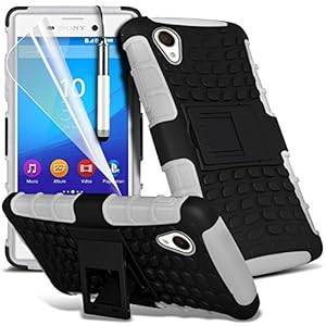 (White) Sony Xperia M4 Aqua High Quality Tough Durable Survivor Hard (Shock proof + Pen (White))