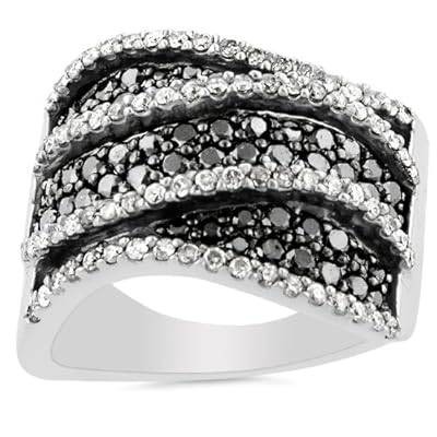 **R35000**10K White Gold Black & White Diamond Ring 1.50ct - Size 7