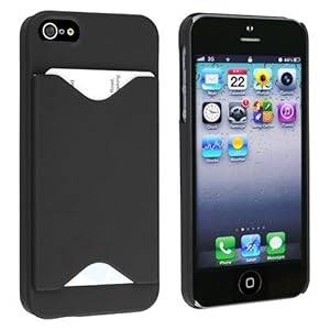 Mercurymall Black ID/ Credit Card Holder Hard Case Back Cover for Apple iphone 5/ 5S gift 1 Pcs Merc