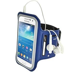 iGadgitz Reflective Anti-Slip Blue Sports Jogging Gym Armband for Samsung Galaxy S4 SIV MINI I9190 I