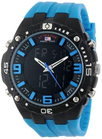 U.S. Polo Assn. Men's US9175 Blue Silicone Analog Digital Watch