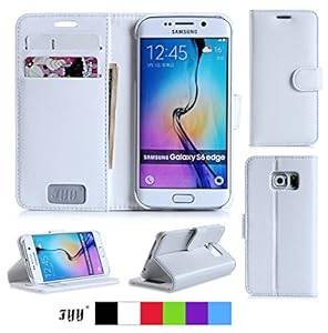 Samsung Galaxy S6 Edge Wallet Case Cover [Updated Version] Fyy Premium Leather Flip Case (White)