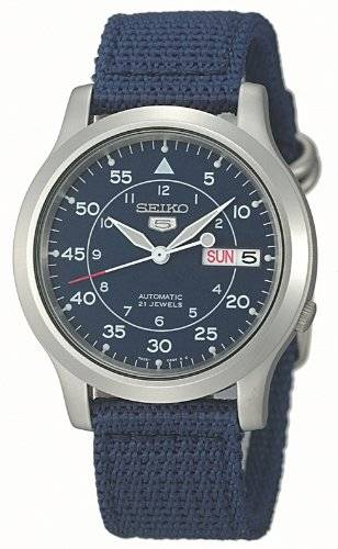 Seiko Men's SNK807 Seiko 5 Automatic Blue Canvas Strap Watch