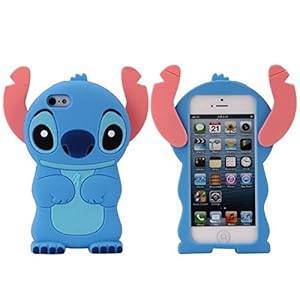 Classic Cute 3D Stitch Silicone Case Cover for iPhone 5 (Blue)
