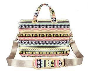 J-Bonest 15.6inch Canvas Fabric Portable Cross-body Shoulder Neoprene Laptop / Notebook (Yellow)