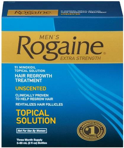 Rogaine for Men Hair Regrowth Treatment, Extra Strength Original Unscented, Set of 3, 2-Ounce Bottle