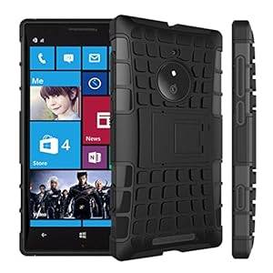 New Nokia Lumia 830 BLACK Heavy Duty Shockproof Stand Hard Back Case Co (Black (Shockproof Case))