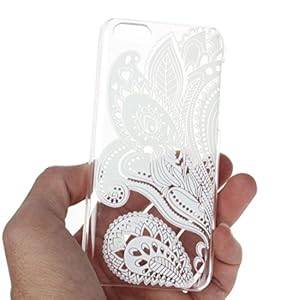 Malloom White Transparent Carved Pattern Vintage Hard Case Cover for iPhone 5C
