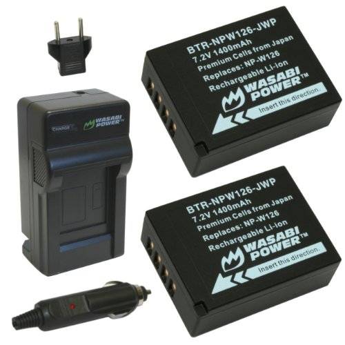 Wasabi Power Battery (2-Pack) and Charger for Fujifilm NP-W126 and Fuji FinePix HS30EXR, HS33EXR, HS