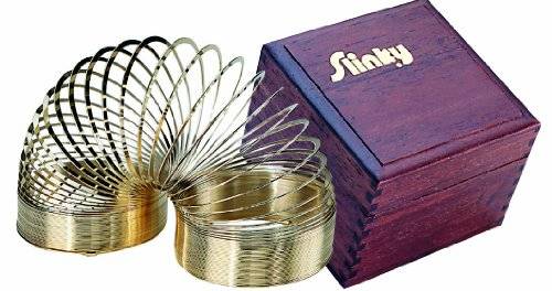 POOF-Slinky Model #1205 14-Karat Gold Plated Original Slinky with Wooden Display Box, Single Item