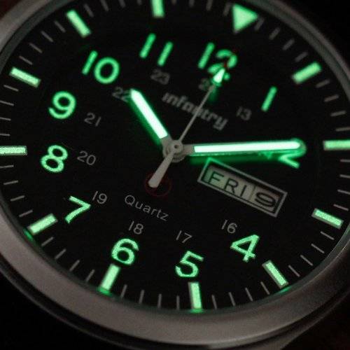 INFANTRY Men's Pilot Police Sport Quartz Night Vision Calendar Display Analog Wrist Watch Black Nylo