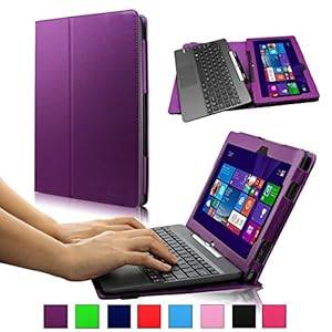 Infiland ASUS Transformer Book T100 / T100TA-C1-GR Window 8.1 Tablet 10.1-Inch Folio PU Leather Stand Keyboard Case Cover (ASUS Transformer Book T100 / T100TA-C1-GR Purple)