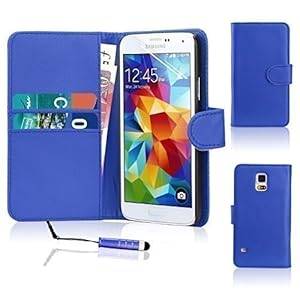 Connect Zone Samsung Galaxy S6 Blue PU Leather Wallet Flip Case Cover Screen Protector P (Blue)